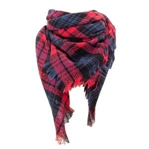 Luxury Cashmere Acrylic Plaid Knitted Triangle Scarf